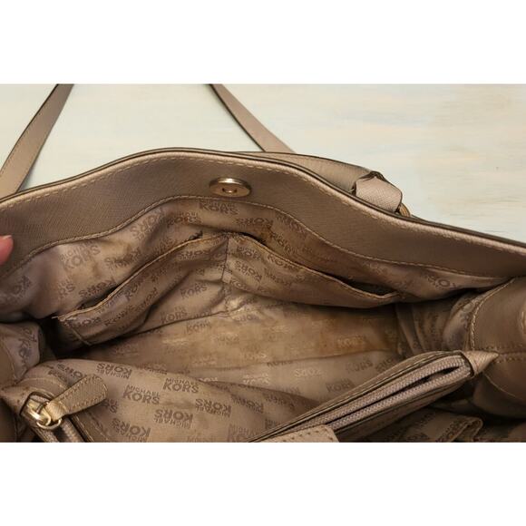 Michael Kors Hamilton Gray Leather Satchel Handbag Purse Silver Hardware - Picture 10 of 16